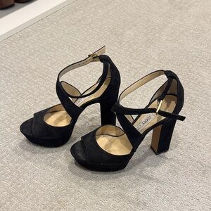 Jimmy Choo Black Suede Platform Heels